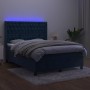Cama box spring colchón y LED terciopelo azul oscuro 140x190 cm de vidaXL, Camas y somieres - Ref: Foro24-3139743, Precio: 51...