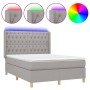 Cama box spring colchón y luces LED tela gris claro 140x190 cm de vidaXL, Camas y somieres - Ref: Foro24-3139109, Precio: 527...