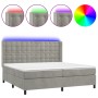 Cama box spring colchón y LED terciopelo gris claro 200x200 cm de vidaXL, Camas y somieres - Ref: Foro24-3139823, Precio: 635...