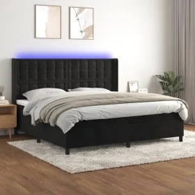 Cama box spring colchón y LED terciopelo negro 200x200 cm de vidaXL, Camas y somieres - Ref: Foro24-3139825, Precio: 657,88 €...