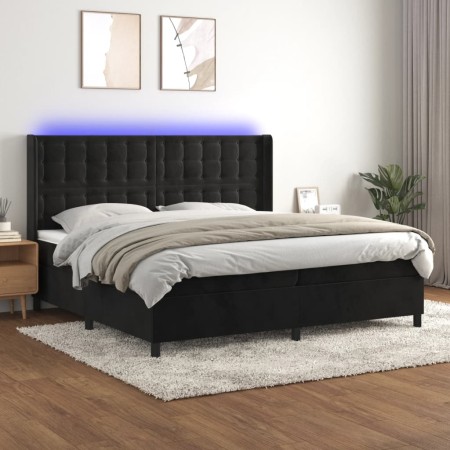 Cama box spring colchón y LED terciopelo negro 200x200 cm de vidaXL, Camas y somieres - Ref: Foro24-3139825, Precio: 644,80 €...