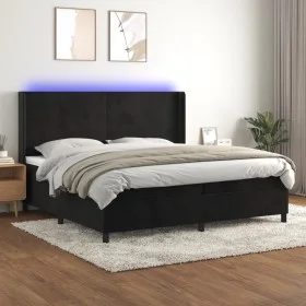 Cama box spring colchón y LED terciopelo negro 200x200 cm de vidaXL, Camas y somieres - Ref: Foro24-3139465, Precio: 659,85 €...