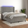 Cama box spring colchón y LED terciopelo gris claro 140x190 cm de vidaXL, Camas y somieres - Ref: Foro24-3139799, Precio: 581...