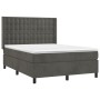Cama box spring colchón y LED terciopelo gris oscuro 140x200 cm de vidaXL, Camas y somieres - Ref: Foro24-3139806, Precio: 51...