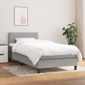 Cama box spring con colchón tela gris claro 90x200 cm de vidaXL, Camas y somieres - Ref: Foro24-3139865, Precio: 294,70 €, De...