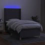 Cama box spring colchón y luces LED tela gris oscuro 90x200 cm de vidaXL, Camas y somieres - Ref: Foro24-3139006, Precio: 382...