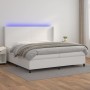 Cama box spring colchón y LED cuero sintético blanco 200x200 cm de vidaXL, Camas y somieres - Ref: Foro24-3139284, Precio: 74...