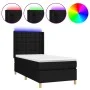 Box spring bed mattress and LED lights black fabric 90x190 cm by vidaXL, Beds and slatted bases - Ref: Foro24-3139159, Price:...