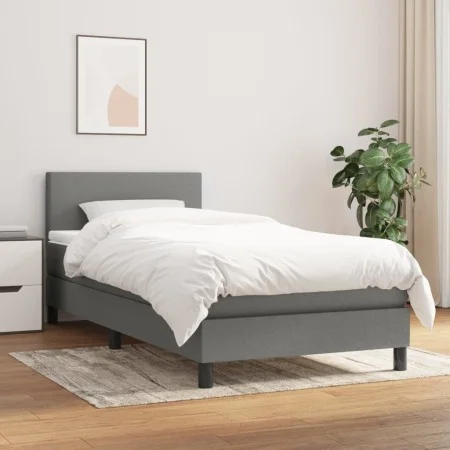 Box spring bed with dark gray fabric mattress 90x200 cm by vidaXL, Beds and slatted bases - Ref: Foro24-3139866, Price: 290,2...
