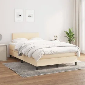 Box spring bed with cream fabric mattress 120x200 cm by vidaXL, Beds and slatted bases - Ref: Foro24-3139886, Price: 362,84 €...
