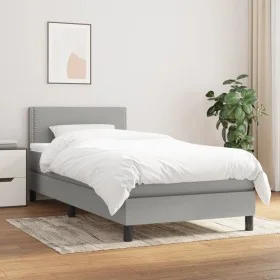 Box spring bed with light gray fabric mattress 90x200 cm by vidaXL, Beds and slatted bases - Ref: Foro24-3139945, Price: 280,...