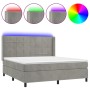Cama box spring colchón y LED terciopelo gris claro 180x200 cm de vidaXL, Camas y somieres - Ref: Foro24-3139577, Precio: 602...