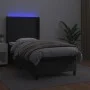 Box spring bed with mattress and LED black synthetic leather 100x200 cm by vidaXL, Beds and slatted bases - Ref: Foro24-31392...