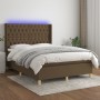 Cama box spring colchón luces LED tela marrón oscuro 140x190 cm de vidaXL, Camas y somieres - Ref: Foro24-3139112, Precio: 53...