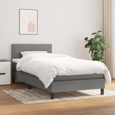 Cama box spring con colchón tela gris oscuro 100x200 cm de vidaXL, Camas y somieres - Ref: Foro24-3139954, Precio: 314,52 €, ...