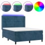 Cama box spring colchón y LED terciopelo azul oscuro 140x190 cm de vidaXL, Camas y somieres - Ref: Foro24-3139623, Precio: 50...