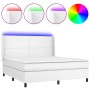 Cama box spring colchón y LED cuero sintético blanco 180x200 cm de vidaXL, Camas y somieres - Ref: Foro24-3139278, Precio: 65...