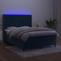 Cama box spring colchón y LED terciopelo azul oscuro 140x190 cm de vidaXL, Camas y somieres - Ref: Foro24-3139623, Precio: 50...