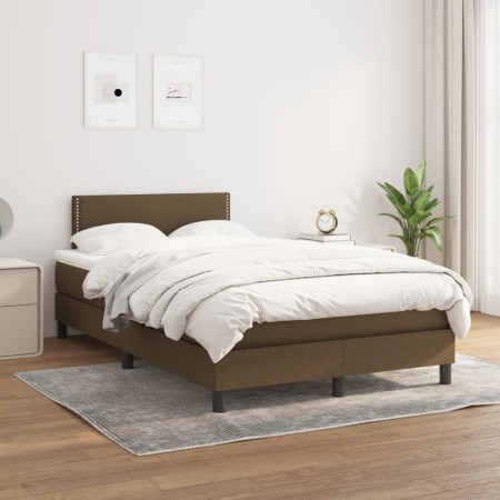 Cama box spring con colchón tela marrón oscuro 120x200 cm de vidaXL, Camas y somieres - Ref: Foro24-3139964, Precio: 365,61 €...