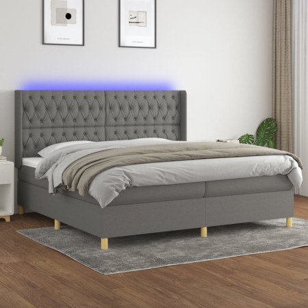 Cama box spring colchón y luces LED tela gris claro 200x200 cm de vidaXL, Camas y somieres - Ref: Foro24-3139142, Precio: 709...