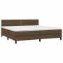 Cama box spring con colchón tela marrón oscuro 200x200 cm de vidaXL, Camas y somieres - Ref: Foro24-3140004, Precio: 576,13 €...