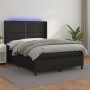 Cama box spring colchón y LED cuero sintético negro 140x190 cm de vidaXL, Camas y somieres - Ref: Foro24-3139319, Precio: 503...