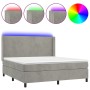 Cama box spring colchón y LED terciopelo gris claro 160x200 cm de vidaXL, Camas y somieres - Ref: Foro24-3139451, Precio: 542...
