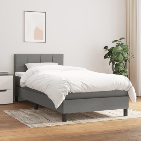 Cama box spring con colchón tela gris oscuro 100x200 cm de vidaXL, Camas y somieres - Ref: Foro24-3140034, Precio: 324,49 €, ...