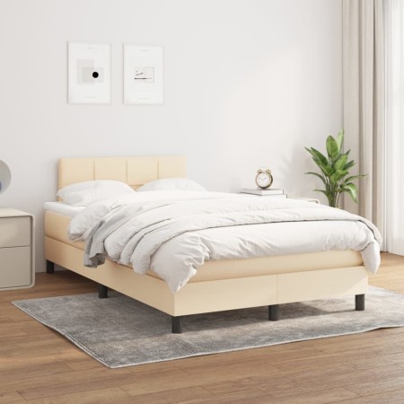 Cama box spring con colchón tela color crema 120x200 cm de vidaXL, Camas y somieres - Ref: Foro24-3140046, Precio: 378,00 €, ...