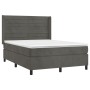 Cama box spring colchón y LED terciopelo gris oscuro 140x190 cm de vidaXL, Camas y somieres - Ref: Foro24-3139620, Precio: 50...