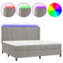 Cama box spring colchón y LED terciopelo gris claro 200x200 cm de vidaXL, Camas y somieres - Ref: Foro24-3139583, Precio: 617...