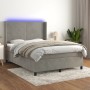Cama box spring colchón y LED terciopelo gris claro 140x200 cm de vidaXL, Camas y somieres - Ref: Foro24-3139445, Precio: 506...