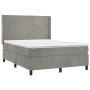 Cama box spring colchón y LED terciopelo gris claro 140x200 cm de vidaXL, Camas y somieres - Ref: Foro24-3139445, Precio: 506...