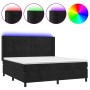 Cama box spring colchón y LED terciopelo negro 180x200 cm de vidaXL, Camas y somieres - Ref: Foro24-3139699, Precio: 620,67 €...