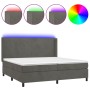 Cama box spring colchón y LED terciopelo gris oscuro 200x200 cm de vidaXL, Camas y somieres - Ref: Foro24-3139464, Precio: 60...