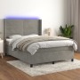 Cama box spring colchón y LED terciopelo gris claro 140x190 cm de vidaXL, Camas y somieres - Ref: Foro24-3139619, Precio: 541...