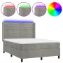 Cama box spring colchón y LED terciopelo gris claro 140x190 cm de vidaXL, Camas y somieres - Ref: Foro24-3139619, Precio: 541...