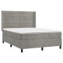 Cama box spring colchón y LED terciopelo gris claro 140x190 cm de vidaXL, Camas y somieres - Ref: Foro24-3139619, Precio: 541...