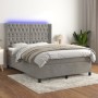 Cama box spring colchón y LED terciopelo gris claro 140x200 cm de vidaXL, Camas y somieres - Ref: Foro24-3139745, Precio: 524...