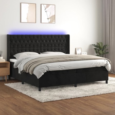 Cama box spring colchón y LED terciopelo negro 200x200 cm de vidaXL, Camas y somieres - Ref: Foro24-3139765, Precio: 736,95 €...