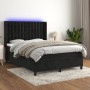 Cama box spring colchón y LED terciopelo negro 140x190 cm de vidaXL, Camas y somieres - Ref: Foro24-3139801, Precio: 523,37 €...