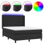 Cama box spring colchón y LED cuero sintético negro 140x200 cm de vidaXL, Camas y somieres - Ref: Foro24-3139385, Precio: 517...