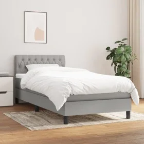 Box spring bed with light gray fabric mattress 90x200 cm by vidaXL, Beds and slatted bases - Ref: Foro24-3140265, Price: 292,...