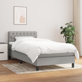 Cama box spring con colchón tela gris claro 90x200 cm de vidaXL, Camas y somieres - Ref: Foro24-3140265, Precio: 303,30 €, De...