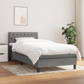 Cama box spring con colchón tela gris oscuro 100x200 cm de vidaXL, Camas y somieres - Ref: Foro24-3140274, Precio: 316,54 €, ...