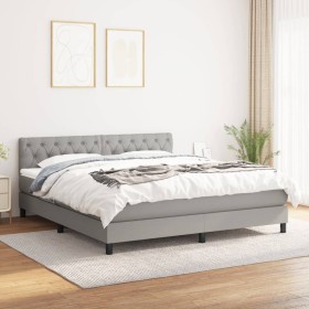 Cama box spring con colchón tela gris claro 160x200 cm de vidaXL, Camas y somieres - Ref: Foro24-3140305, Precio: 513,55 €, D...