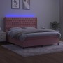 Cama box spring colchón y LED terciopelo rosa 180x200 cm de vidaXL, Camas y somieres - Ref: Foro24-3139762, Precio: 602,13 €,...