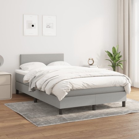 Cama box spring con colchón tela gris claro 120x200 cm de vidaXL, Camas y somieres - Ref: Foro24-3139881, Precio: 357,48 €, D...