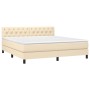 Cama box spring con colchón tela color crema 160x200 cm de vidaXL, Camas y somieres - Ref: Foro24-3140310, Precio: 542,08 €, ...