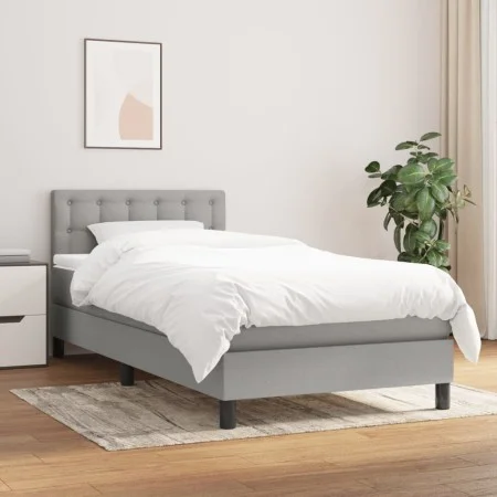 Box spring bed with light gray fabric mattress 90x200 cm by vidaXL, Beds and slatted bases - Ref: Foro24-3140345, Price: 281,...
